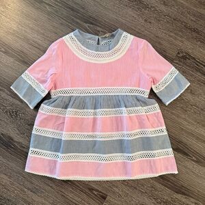 Rose and Rose Cotton Short Sleeve Pink Top